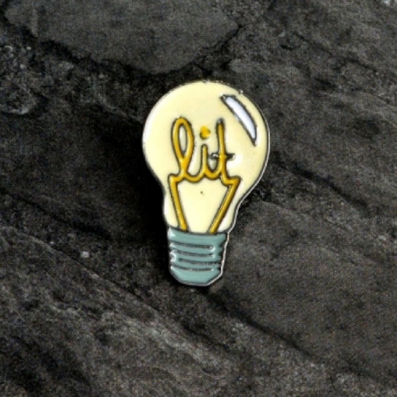 NEW Lit' Lightbulb Metal Enamel Pin - Picture 4 of 6